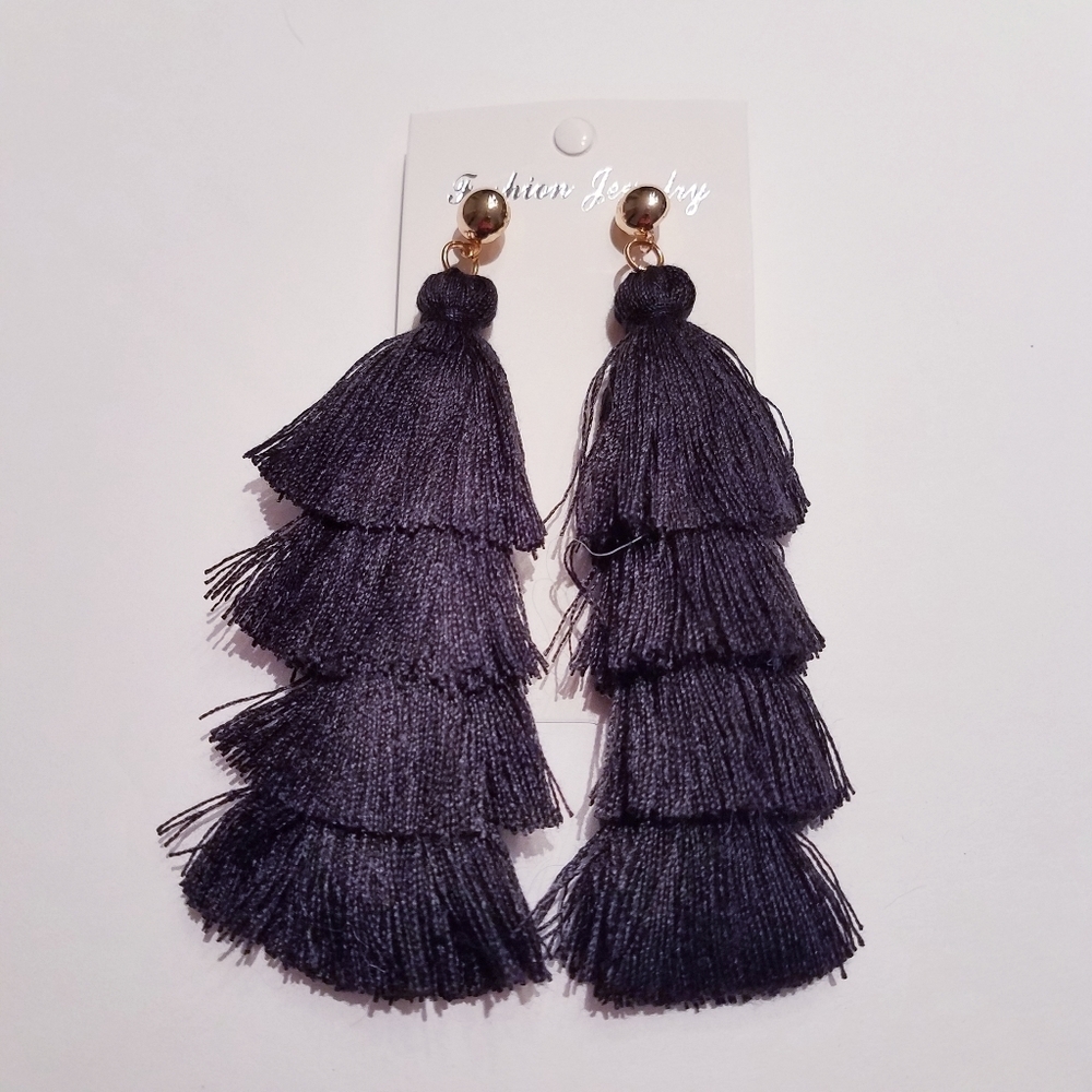 Black Tassel Earrings New
